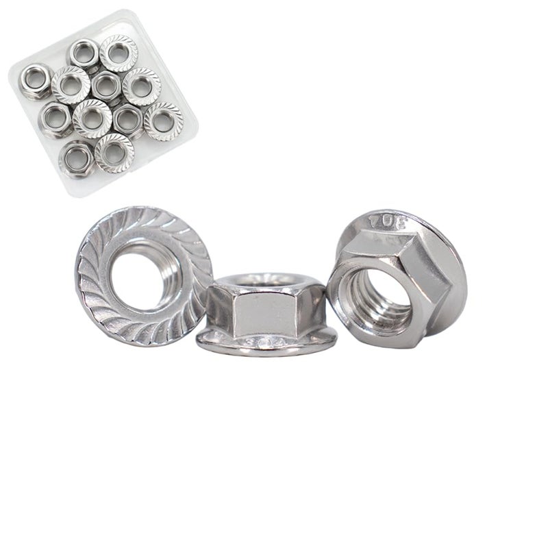 STORMCUBE M10x1.5mm DIN6923 Serrated Flange Nuts 12 Pack 304 Stainless Steel Hex Lock Nuts Full Thread for Industrial Construction Fasteners - Image 1